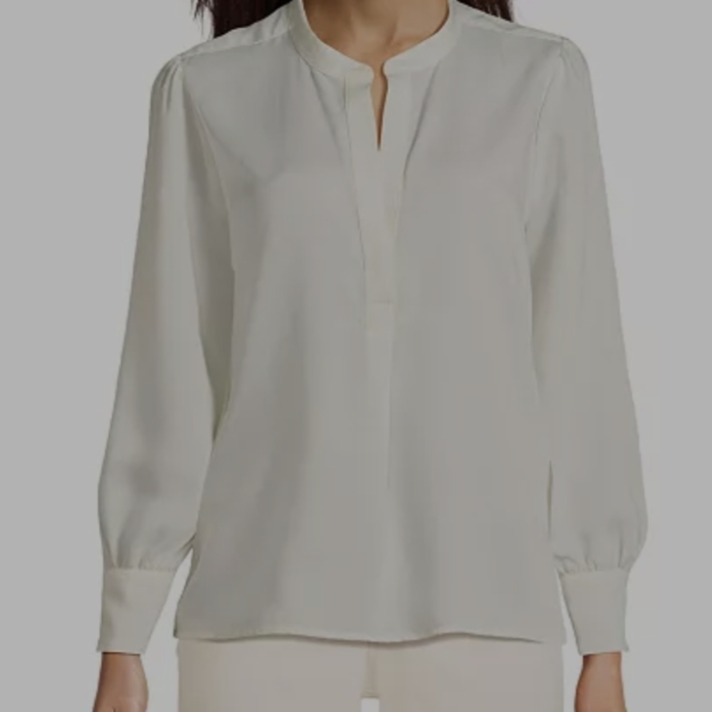 Lands' End Satin Popover Blouse Size M